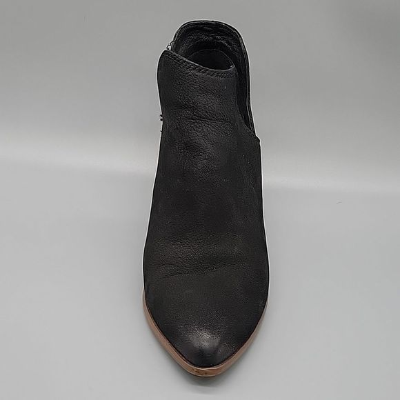 Frye boots Reina cut out 9 black leather heel shoes western Nubuck ankle bootie - Picture 7 of 11